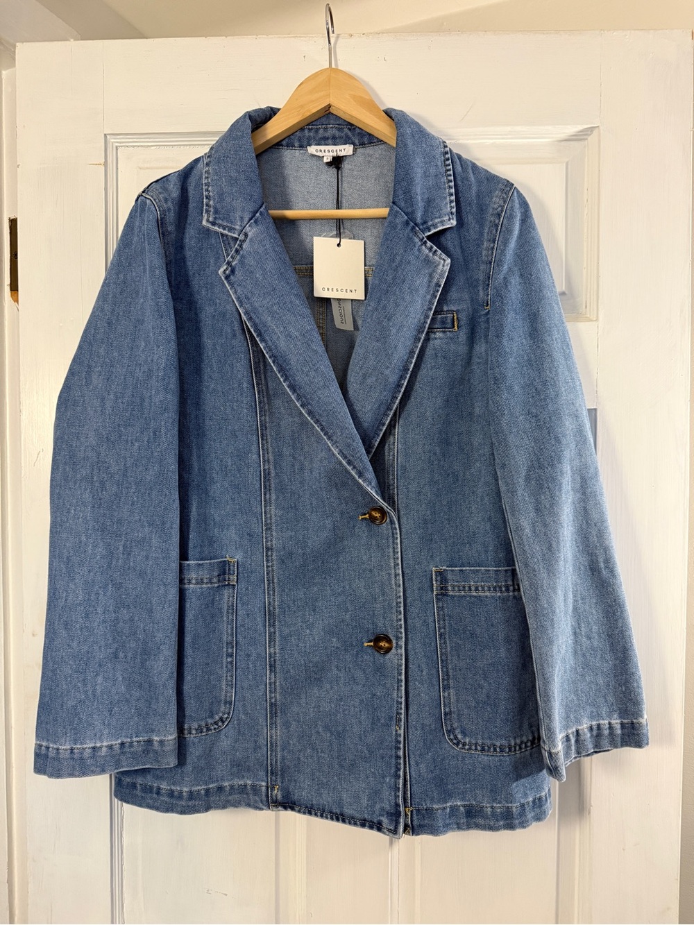 NWT Oversized Crescent Blue Denim Blazer/Jacket